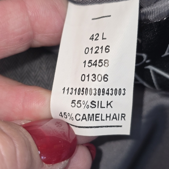 JOS A BANK GRAY BLAZER HERRINGBONE DESIGN SILK CAMEL HAIR BLEND MENS  42L EUC - Picture 11 of 11